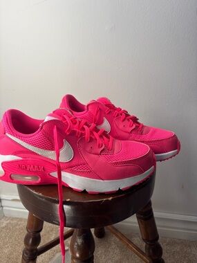 Nike Hot Pink Air Max Athletic Sneakers with White Swoosh